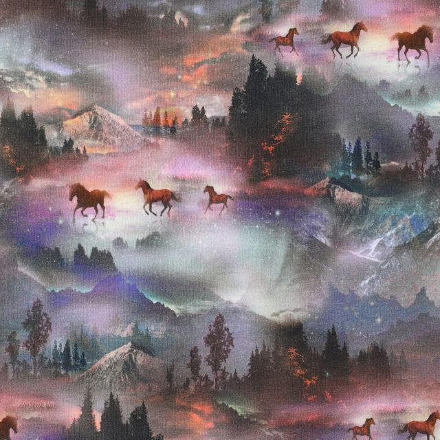 French Terry - Magical Scenery with Horses