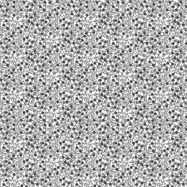 Cotton Poplin Fabric - Mini Floral Black on White Col. 51