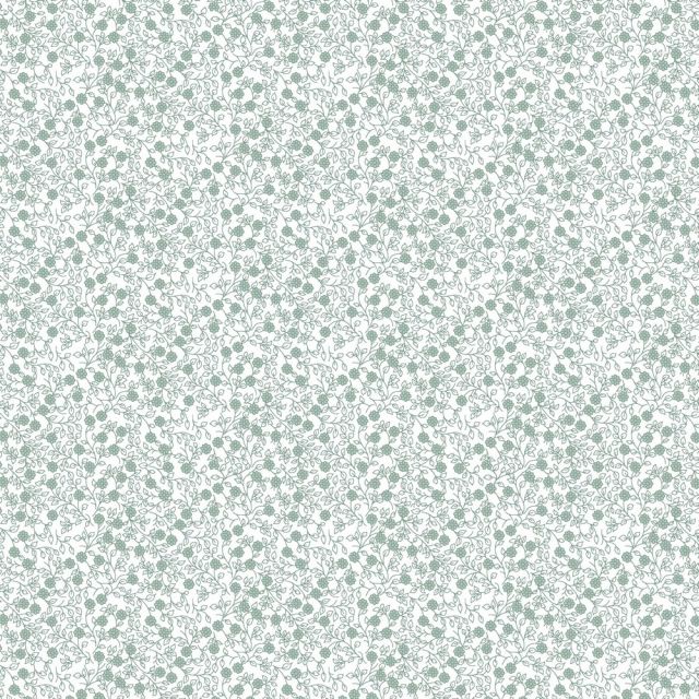 Cotton Poplin Fabric - Mini Floral Light Green on White Col. 60