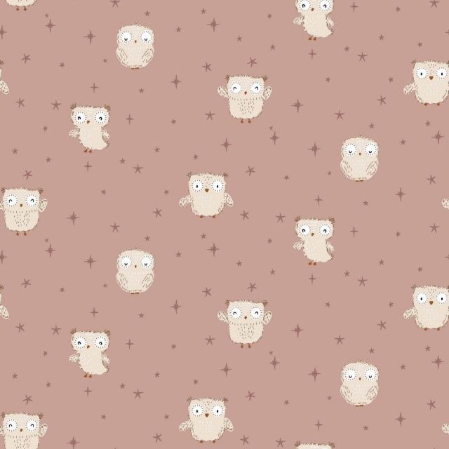 Cotton Flannel - Owls on Blush
