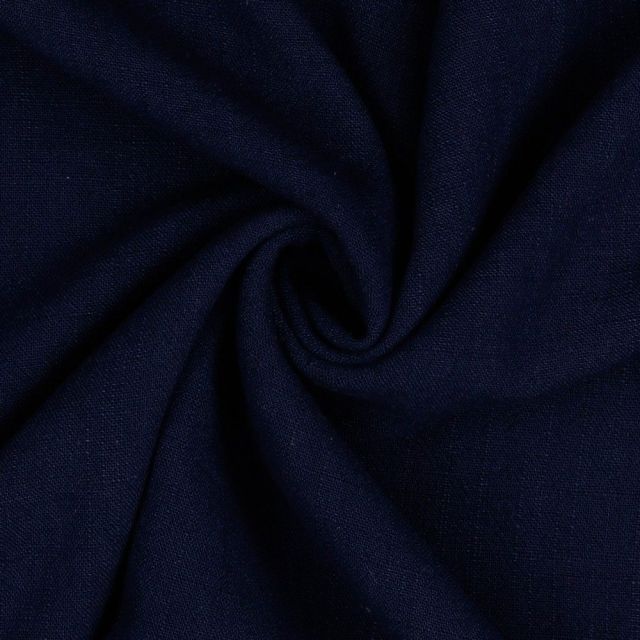 Linen Viscose Blend Textured Woven - Dark Blue