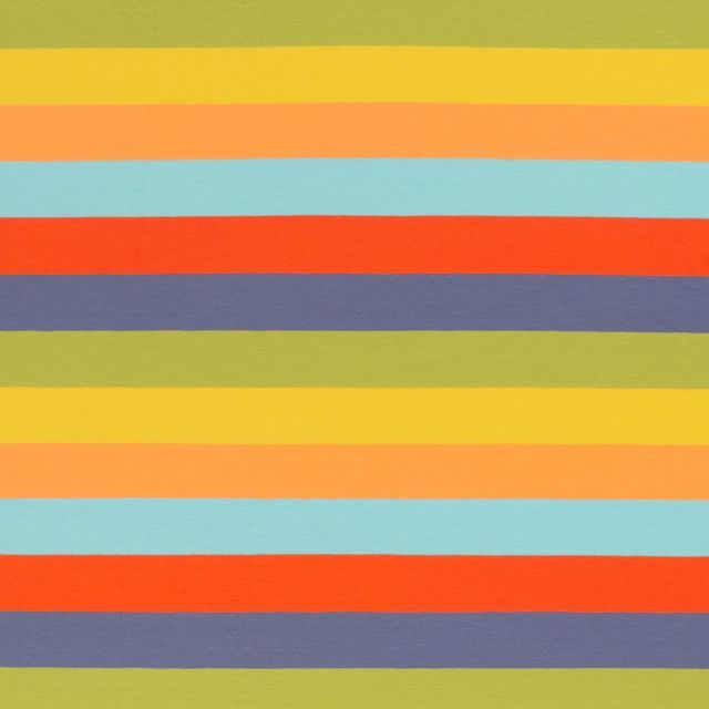 Jersey Knit - Yarn Dyed Stripes 30mm  - Blue, Green, Yellow, Orange