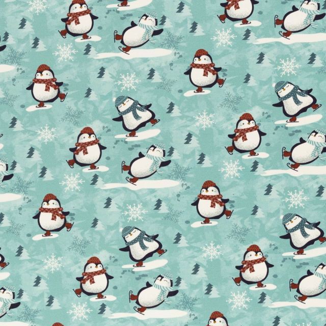 My Little Penguin -  Lightly Brushed French Terry - Ice Blue