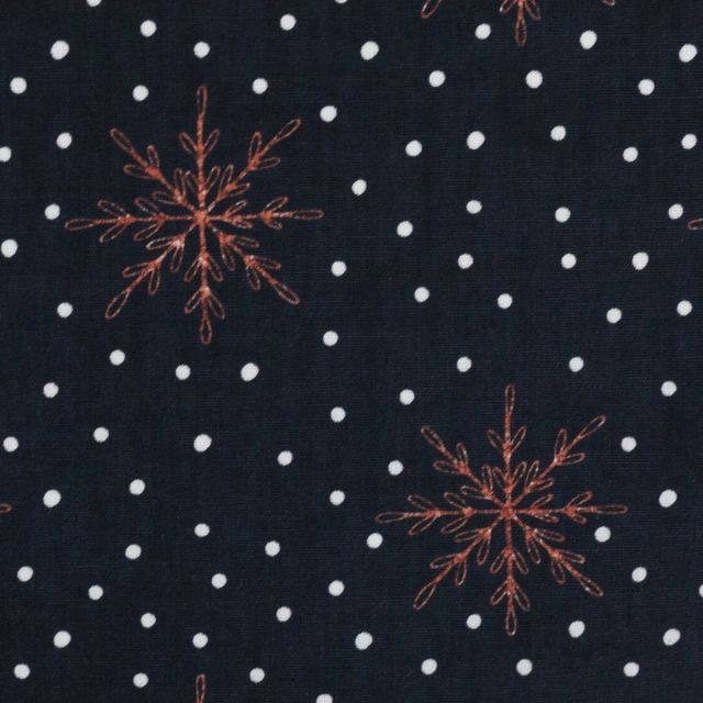JOEL - Cotton Poplin - Copper Snowflakes on Black