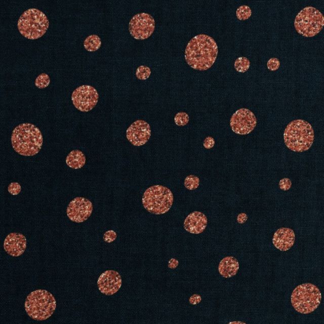 JOEL - Cotton Poplin - Copper Dots on Black