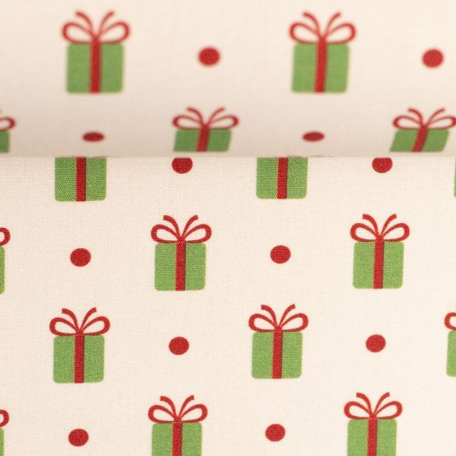NOEL - Cotton Poplin - Christmas Presents on White