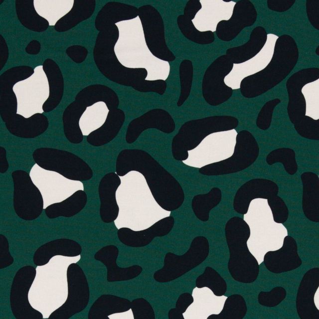 Sandra - Modal French Terry  - Large Scale Leo on Dark Green by Swafing