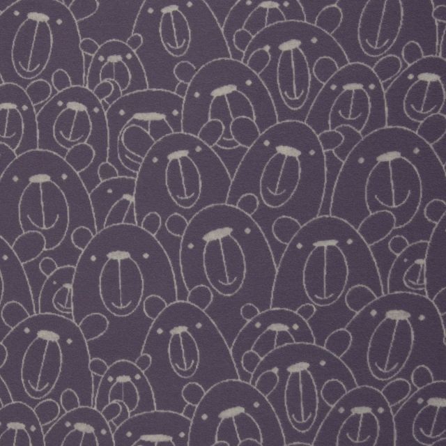 Xaver - 100% Cotton  Jacquard Jersey - Bears on  Grape