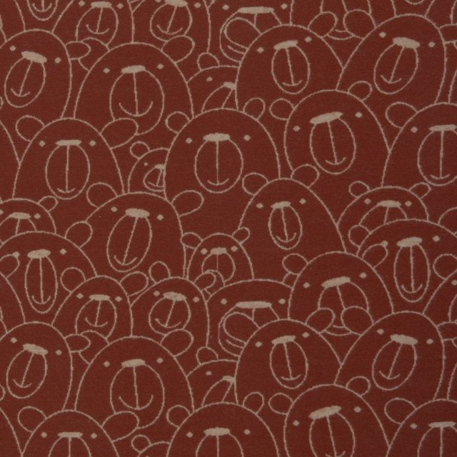 Xaver - 100% Cotton Jacquard Jersey - Bears on  Rust