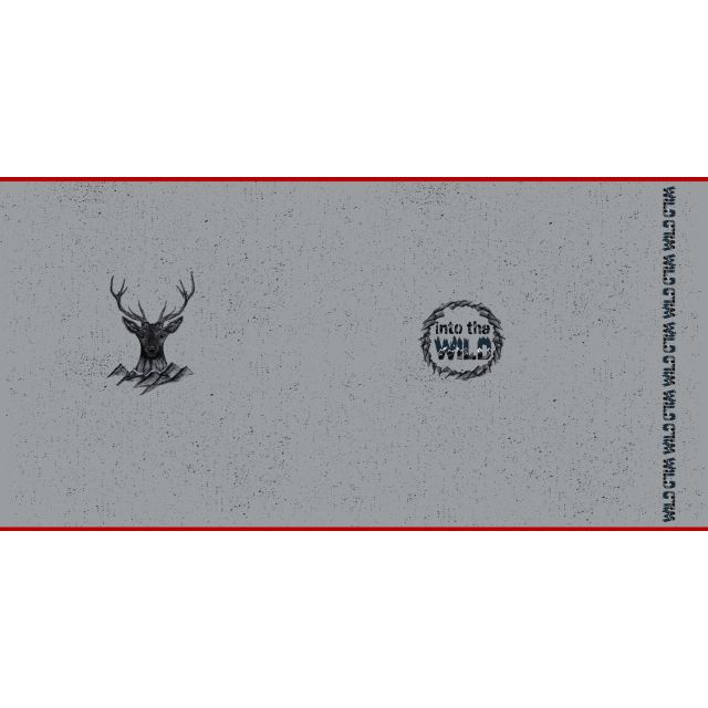 French Terry Panel  approx 85cm x 160cm - "Into The Wild" Deer and Text - SWAFING