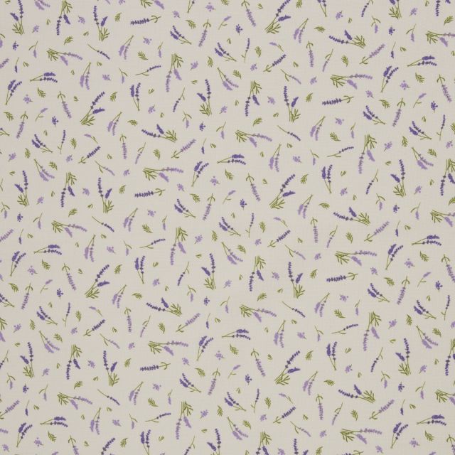 Cotton Canvas Fabric with Lavender Flower Print