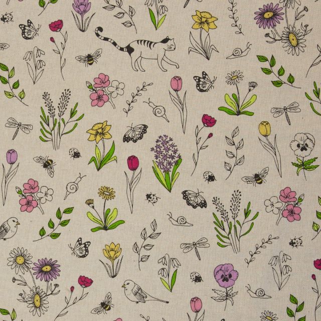 Cotton Canvas Fabric - In The Garden