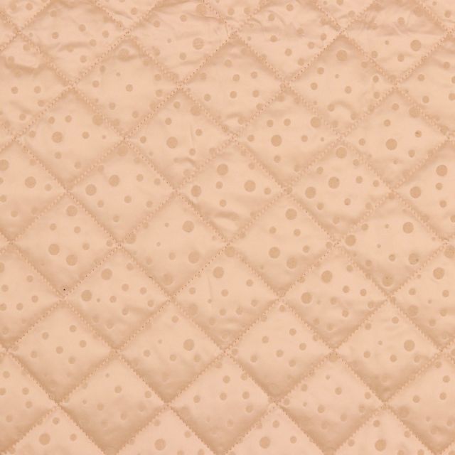 Quilted Jacket Fabric - Light Pink with Flocked Dots (Lined)