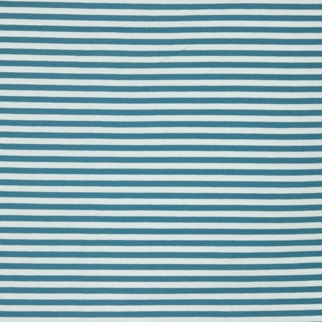 Jersey Knit - Yarn Dyed Stripes 5 mm  - Denim Blue/White
