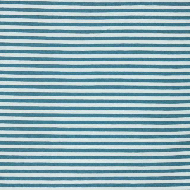 Jersey Knit - Yarn Dyed Stripes 5 mm  - Denim Blue/White