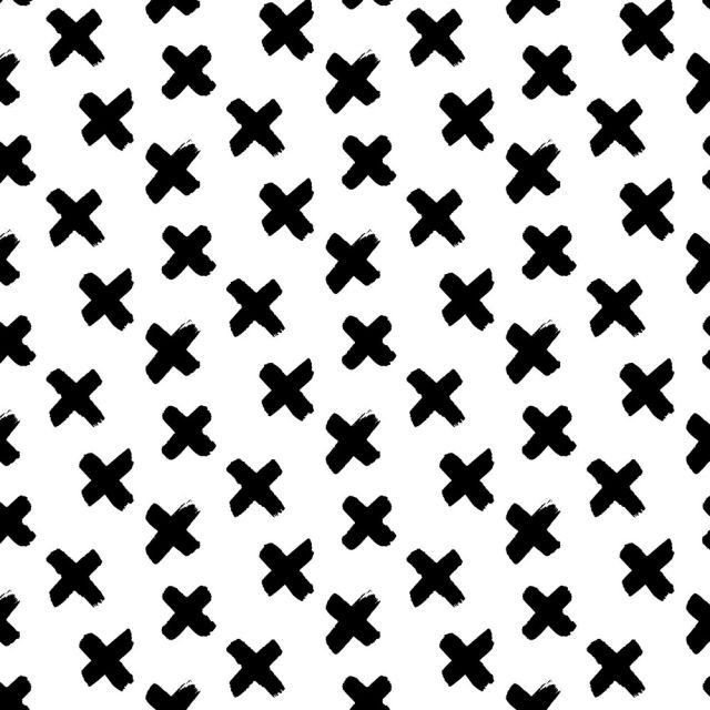 Black and White Collection - Organic Jersey Knit - Black Cross on White