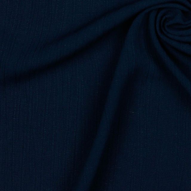 Crincle Linen/Viscos Blend  Solid - Dark Blue