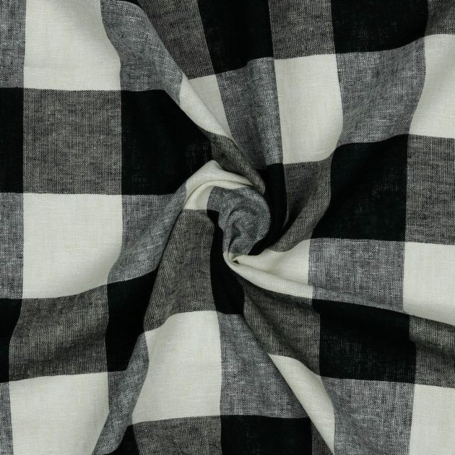 Linen Plaid- Yarn Dyed - Black / White