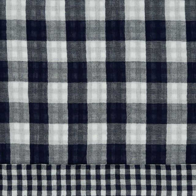 Double Sided Double Gauze - Gingham Check - Navy