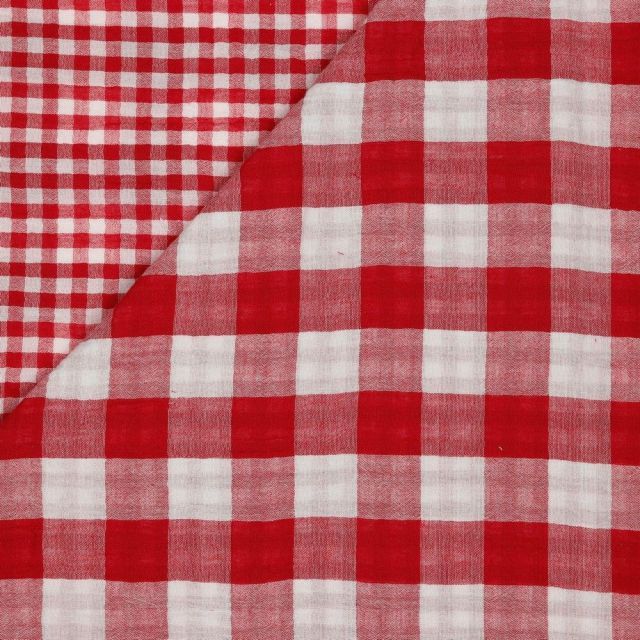 Double Sided Double Gauze - Gingham Check - Red