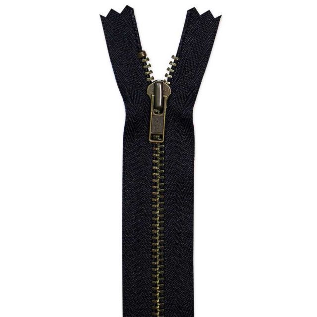 Closed End Light Weight Denim Zipper 18 cm - Black/Brass