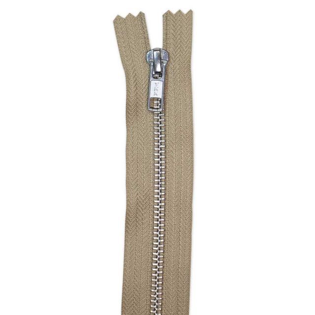 Closed End Medium Weight Denim Zipper 15 cm - Light Beige/Silver