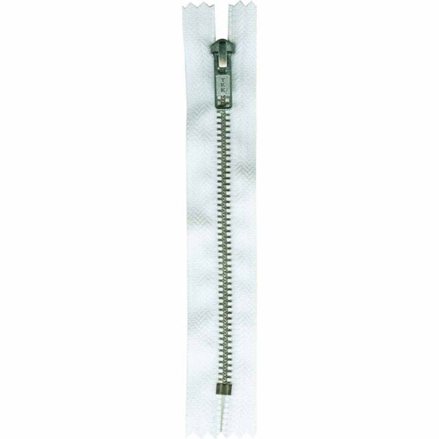 Closed End Medium Weight Denim Zipper 18 cm - White/Silver