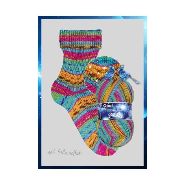 Opal "Pretty" Sock and Sweater Yarn with silver glitter effect - "Wundervoll" (Wonderful)