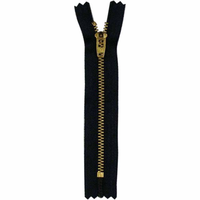 Closed End Light Weight Denim Zipper 23 cm - Black/Gold