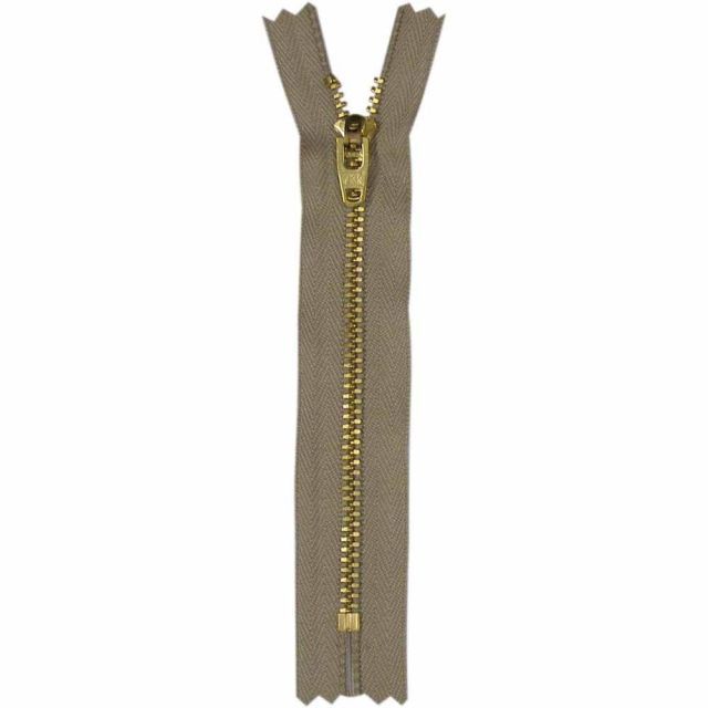 Closed End Light Weight Denim Zipper 18 cm - Light Beige/Gold