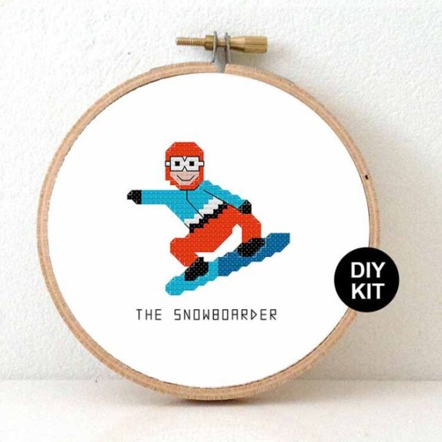 Cross Stitch Kit - Snowboarder - m
