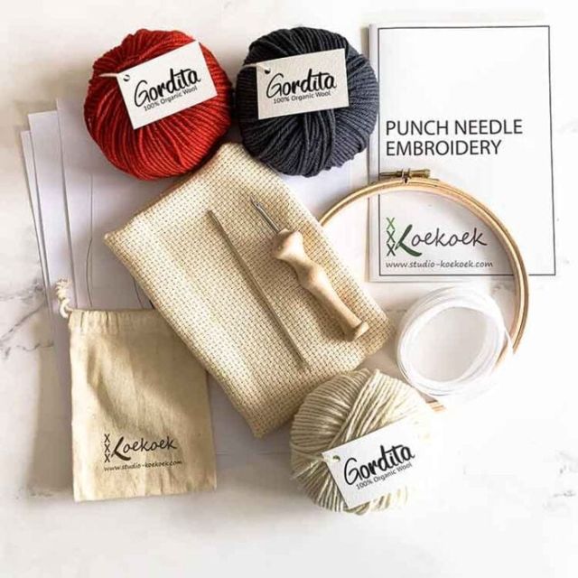 Punch needle supplies kit with luxury punch needle | Red antracite