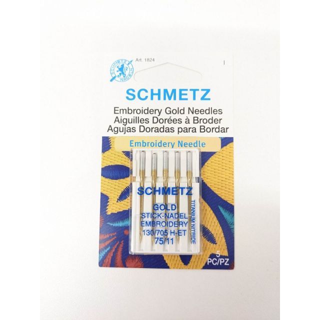 Schmetz #1824 Gold Embroidery Needles, Size 75/11