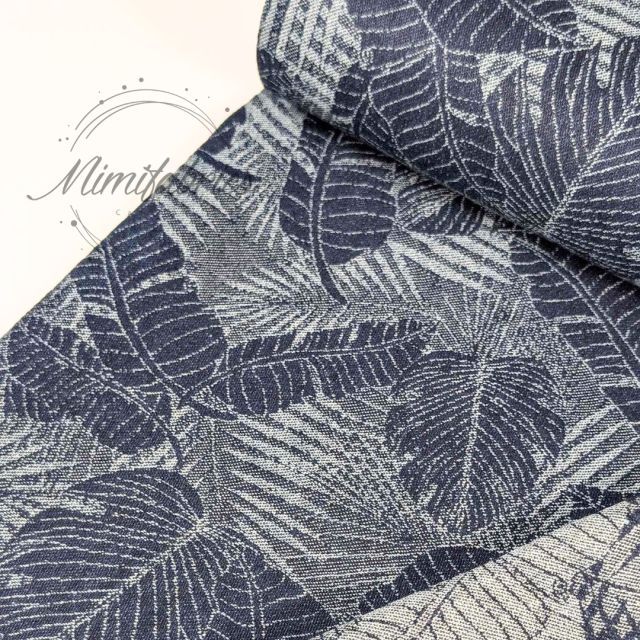 Heavy Jacquard Denim with Large Leaves