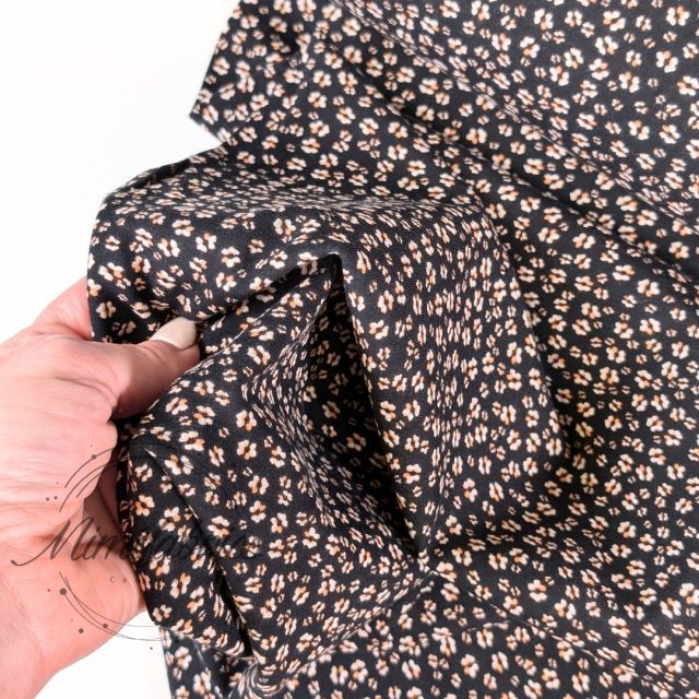 Bamboo Cotton Blend Jersey with Mini Flowers - Black/Peach