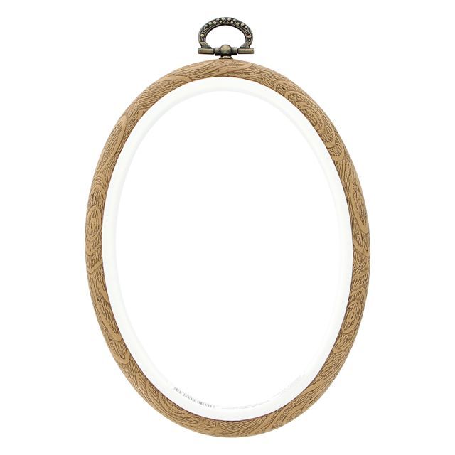 UNIQUE CRAFT Plastic Oval Woodgrain Embroidery Hoop - 10 x 13 cm (4″ x 5″)