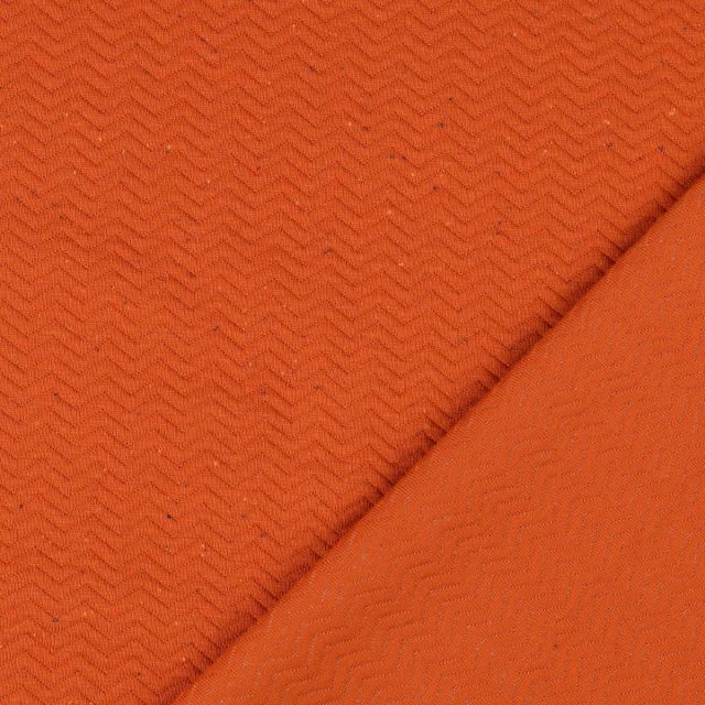 Quilted Herringbone Knit - Double Sided with Padding - Cinnamon Orange with Speckles