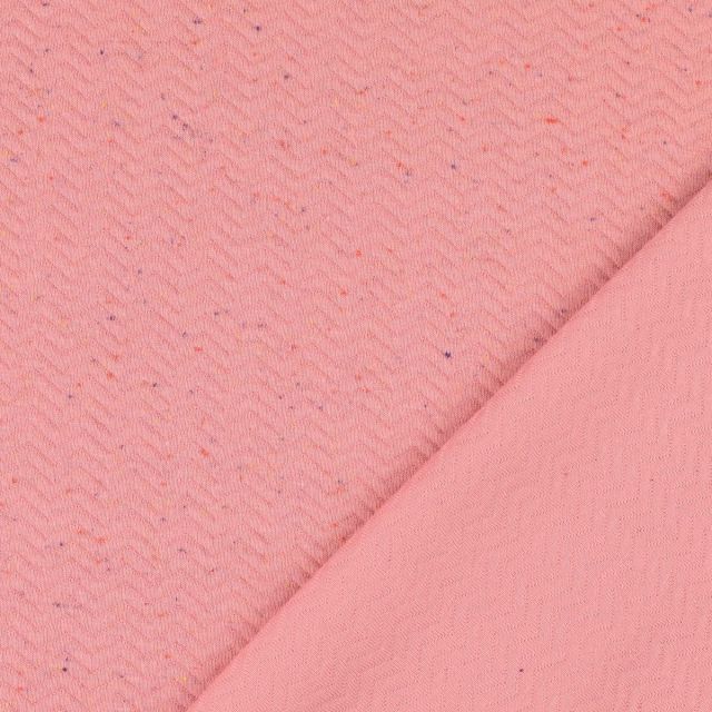 Quilted Herringbone Knit - Double Sided with Padding - Rose with Speckles