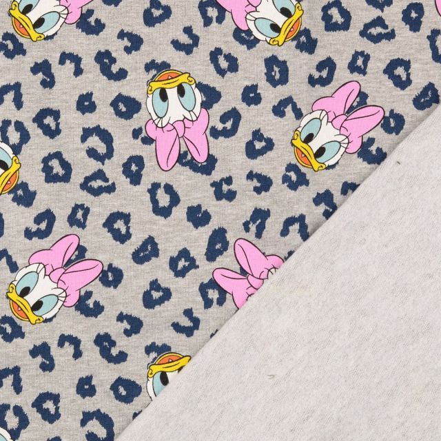 Brushed French Terry - Daisy Duck on Grey Heathered Background - Licensed