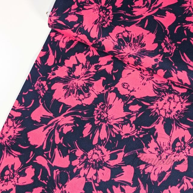Viscose Twill - Two Tone Floral Blue and Pink