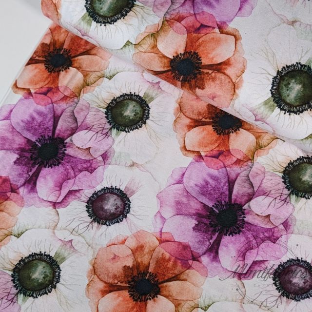 Viscose Jersey with Large Scale Anemone Flowers