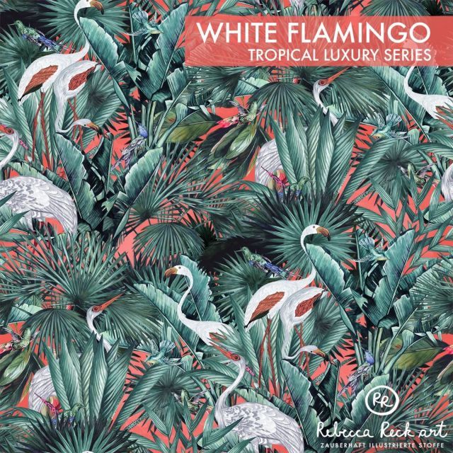 Organic Jersey Knit - White Flamingo - Rebecca Reck