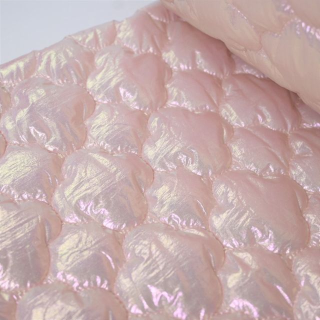 Quilted Jacket Fabric - Stepped Flower - Pink