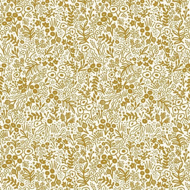 100% Cotton - Tapestry Lace Gold Metallic - Basics by Rifle Paper Co. per 1/2m