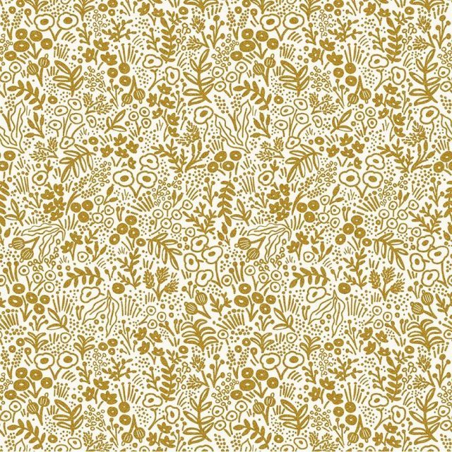 100% Cotton - Tapestry Lace Gold Metallic - Basics by Rifle Paper Co. per 1/2m