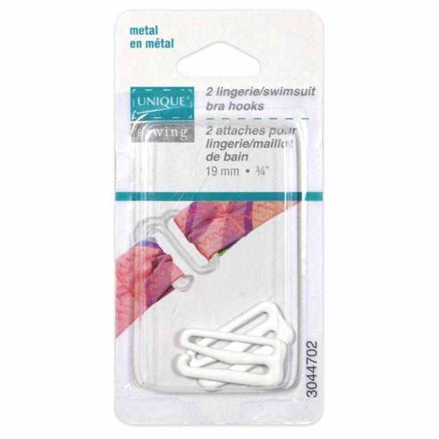 UNIQUE SEWING Lingerie/Swimsuit Bra Hooks White - 19mm (3⁄4″) - 2pcs