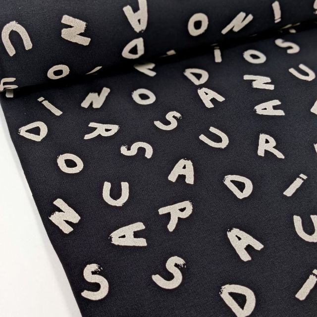 BOLT END - 215 CM - Letters ( Dinosaurs) - Soft Sweat - Black