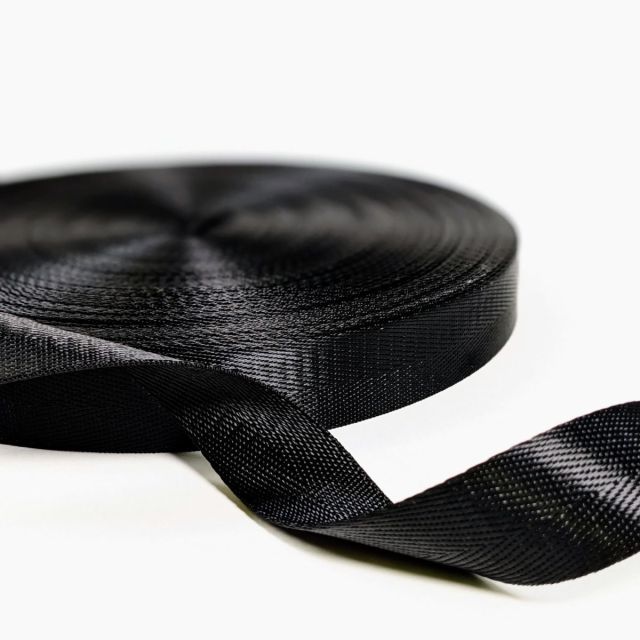 Nylon Seatbelt Webbing - 25mm Strapping - Black