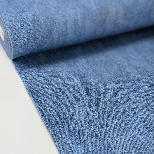Digital Denim Print - French Terry -  Light Blue Blue