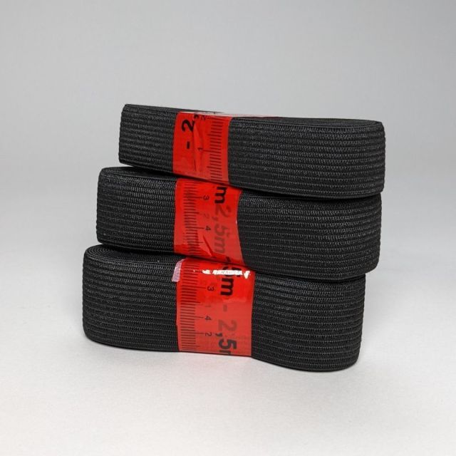 Braided Black Elastic - 2.5m Pre-cut - Various Sizes